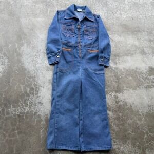 True vintage 1970's Montgomery Ward Sears Denim Jean Coveralls Workwear Kids